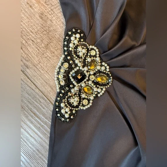 Eliza J Black Midi Dress with Embellished Waist - Picture 2 of 9